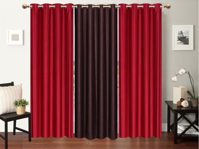 

Furnishing Zone 213 cm (7 ft) Polyester Door Curtain (Pack Of 3)(Plain, Maroon, Brown), Brown;maroon