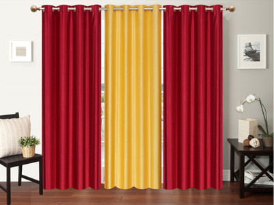 

Furnishing Zone 152 cm (5 ft) Polyester Window Curtain (Pack Of 3)(Plain, Maroon, Yellow)