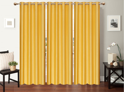 

Furnishing Zone 274 cm (9 ft) Polyester Long Door Curtain (Pack Of 3)(Plain, Yellow)