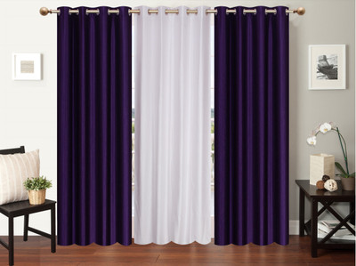 

Furnishing Zone 152 cm (5 ft) Polyester Window Curtain (Pack Of 3)(Plain, Purple, White)