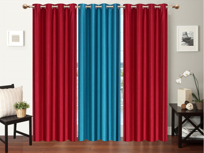 

Furnishing Zone 152 cm (5 ft) Polyester Window Curtain (Pack Of 3)(Plain, Maroon, Blue), Blue;maroon