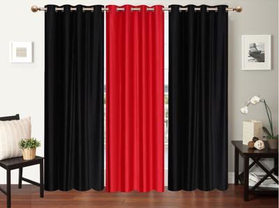 

Furnishing Zone 152 cm (5 ft) Polyester Window Curtain (Pack Of 3)(Plain, Black, Peach)