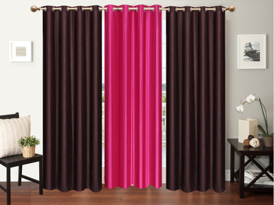 

Furnishing Zone 152 cm (5 ft) Polyester Window Curtain (Pack Of 3)(Plain, Brown, Pink)