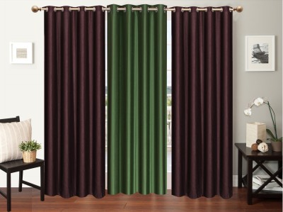 

Furnishing Zone 152 cm (5 ft) Polyester Window Curtain (Pack Of 3)(Plain, Brown, Green)