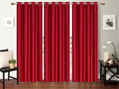 

Furnishing Zone 274 cm (9 ft) Polyester Long Door Curtain (Pack Of 3)(Plain, Maroon)