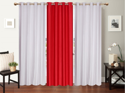 

Furnishing Zone 213 cm (7 ft) Polyester Door Curtain (Pack Of 3)(Plain, White, Peach), Peach;white