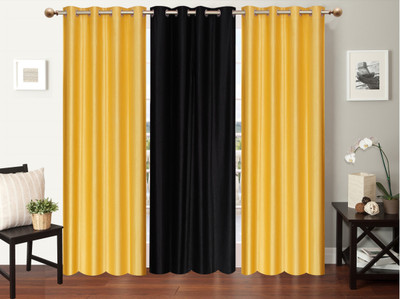

Furnishing Zone 213 cm (7 ft) Polyester Door Curtain (Pack Of 3)(Plain, Yellow, Black), Black;yellow