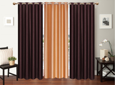 

Furnishing Zone 274 cm (9 ft) Polyester Long Door Curtain (Pack Of 3)(Plain, Brown, Beige), Beige;brown