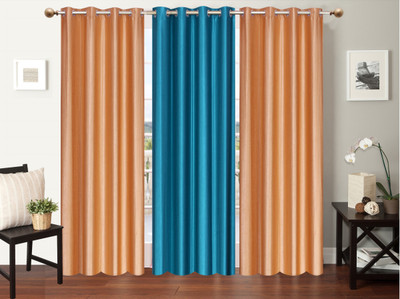 

Furnishing Zone 274 cm (9 ft) Polyester Long Door Curtain (Pack Of 3)(Plain, Beige, Blue)