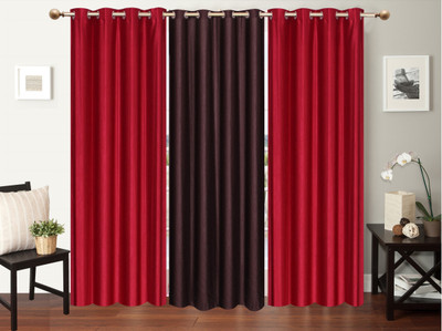 

Furnishing Zone 213 cm (7 ft) Polyester Door Curtain (Pack Of 3)(Plain, Maroon, Brown), Brown;maroon