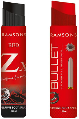 

Ramsons Red Zx and Bullet No Gas Perfume Body Spray Combo Perfume Body Spray - For Women(240 ml, Pack of 2)
