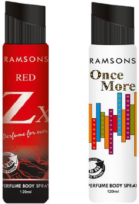 

Ramsons Red Zx and Once More Gas Perfume Body Spray Combo Perfume Body Spray - For Women(240 ml, Pack of 2)