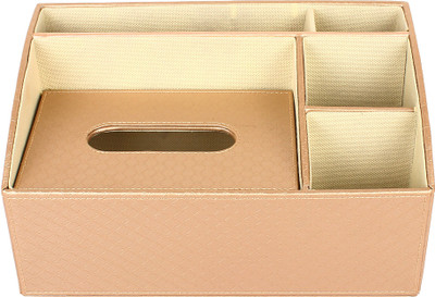 

FABBiTY 5 Compartments Faux Leather Champagne Gold Desk Organiser(Champagne Gold)