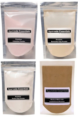 

Ayurveda Essentials Clay Combo Calamine Bentonite Kaolin Multanimitti with Sandalwood Powder(200 g)