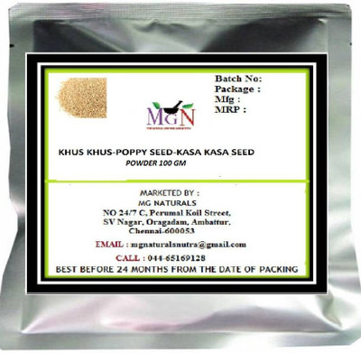 

MG Naturals KHUS KHUS-POPPY SEED-KASA KASA SEED POWDER-100 GM(100 g)