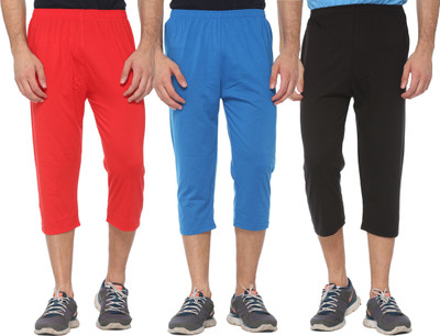 

Shaun Three Fourth For Boys(Multicolor Pack of 3, Black;light blue;red