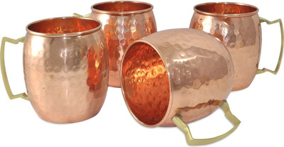 

INDIAN CRAFTIO HAMMERED LUXURY BEER MUG Copper Mug(400 ml, Pack of 4), Brown