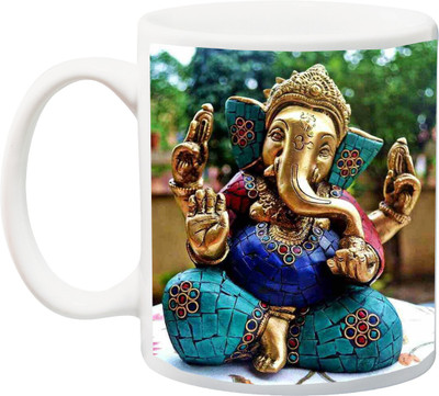 

Stylotrendz Lord Ganesha Idol Ceramic Mug(325 ml), Multicolor