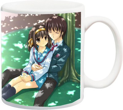 

Stylotrendz Sweet Couple Sitting together Ceramic Mug(325 ml), Multicolor