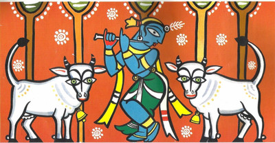 

Indian Painting - Jamini Roy - Krishna Playing flute - Premium Quality Poster Paper Print(12 inch X 17 inch)