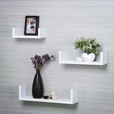 

Decorasia U Shaped Floating White MDF Wall Shelf(Number of Shelves - 3, White)