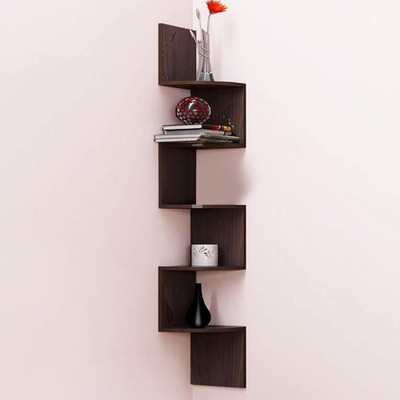 

Decorasia Brown Zigzag Corner MDF Wall Shelf(Number of Shelves - 5, Brown)