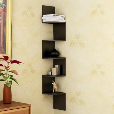 

Decorasia Black Zigzag Corner MDF Wall Shelf(Number of Shelves - 5, Black)