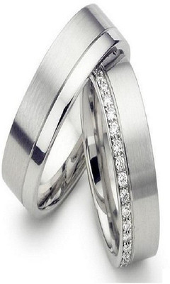SILVERISH Forever Love Matching Ring For Him And Her Alloy Cubic Zirconia Rhodium Plated Ring Set