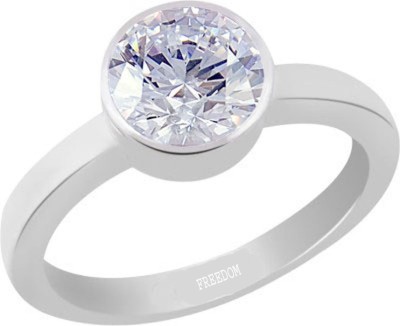 freedom Certified Zircon (American Diamond) Gemstone 10.25 Ratti or 9.32 Carat for Male & Female Sterling Silver Ring