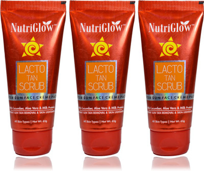 

NutriGlow Lacto Tan After Sun Face Scrub 65g Pack Of 3 PCs Scrub(65 g)