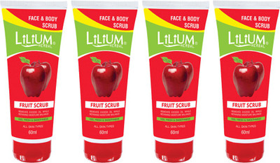 

LILIUM Face & Body Fruit Scrub 60ml Pack of 4 Scrub(60 ml)