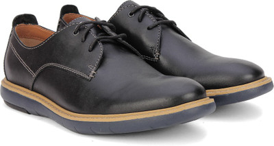 

Clarks Flexton Plain Black Leather Casual For Men(Black