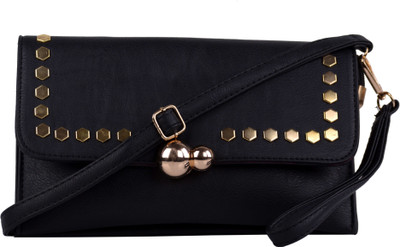 Femiga Women Casual Black PU Sling Bag
