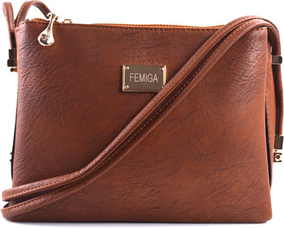 

Femiga Women Casual Brown PU Sling Bag