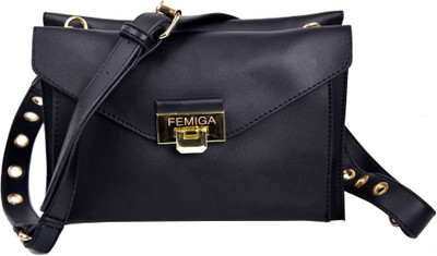

Femiga Women Casual Black PU Sling Bag