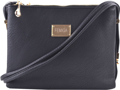 

Femiga Women Casual Black PU Sling Bag