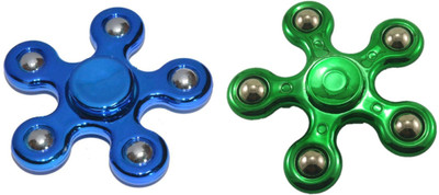 

DINAARKAN COMBO OF BLUE GREEN CHROME FINISH METAL FIDGET HAND SPINNER(Blue, Green)