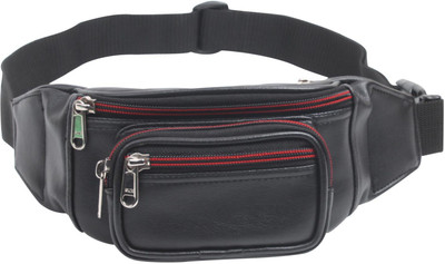 

UMDA Waist Bag Utility Pouch Black Synthetic Leather Travel Toiletry Kit(Black)