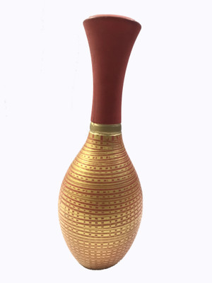 

Roopray Wooden Vase(12 inch, Orange, Gold)