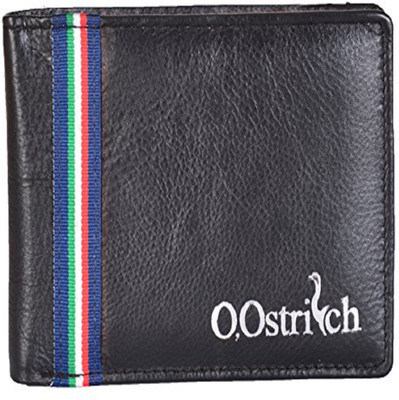 

O'Ostrich Men Black Genuine Leather Wallet(5 Card Slots)