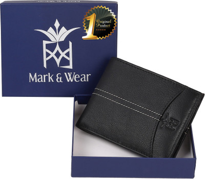 

Mark & Wear Men Black Genuine Leather Wallet(6 Card Slots), Smoky black