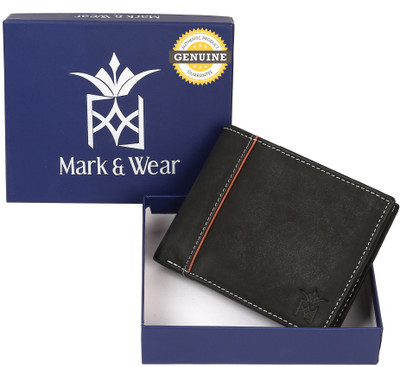 

Mark & Wear Men Multicolor Genuine Leather Wallet(7 Card Slots), Black tangy
