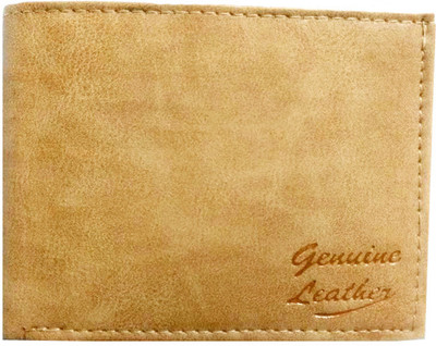 One Touch Solution Men Tan Artificial Leather Wallet(3 Card Slots)