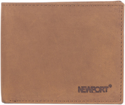Newport Men Tan Genuine Leather Wallet(8 Card Slots)