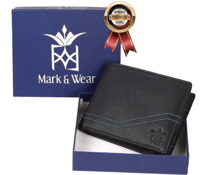 

Mark & Wear Men Black Genuine Leather Wallet(6 Card Slots), Smoky black