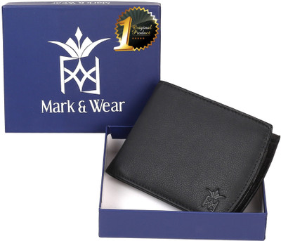 

Mark & Wear Men Black Genuine Leather Wallet(7 Card Slots), Smoky black