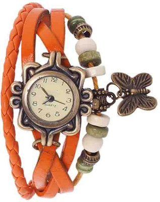 

Jack Klein Round Dial Orange Butterfly Watch - For Women