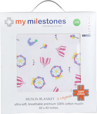 

My Milestones Printed  Blanket(Cotton, Pink