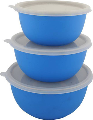 Meenamart Stainless Steel Microwave Safe Bowl Set with Gift Box (Pack of 3) Stainless Steel, Plastic Bowl Set(Blue, Pack of 3)