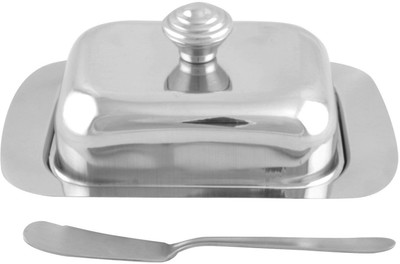 

Homescapes Stainless Steel Butter Dish with Butter Slicer Steel Bowl Set(Steel, Pack of 1)